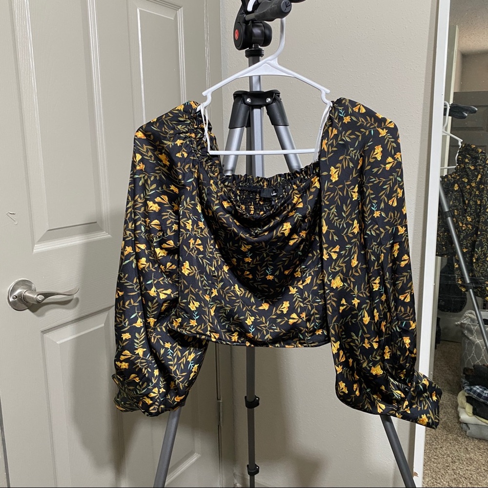Satin floral crop top